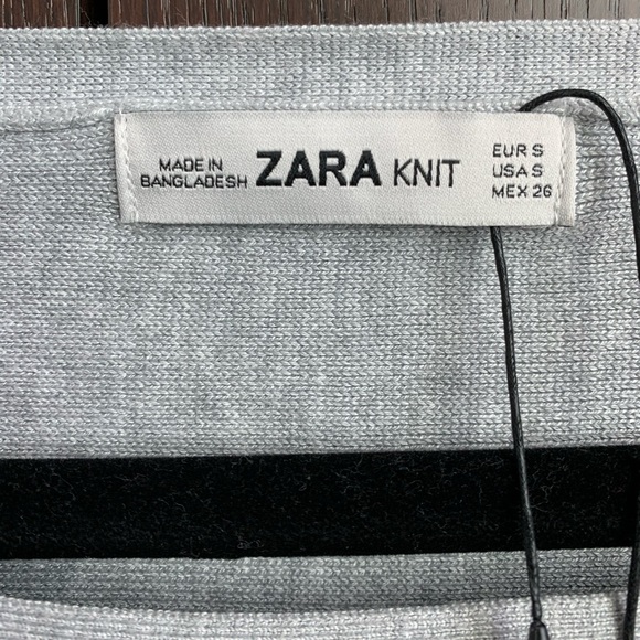 NWT Zara Knit Cropped Sweatshirt, Gray, Size Small - Picture 4 of 6